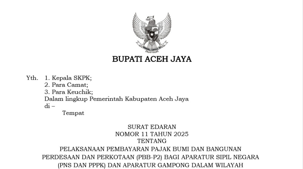 Bupati Aceh Jaya Ajak ASN dan Aparatur Gampong Jadi Teladan Bayar Pajak